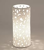 Formano Porzellan-Lampe Rund Harmonie Romantik Tischleuchte Nachttischlampe Nachttischleuchte Stimmungslampe Weiss 10x23