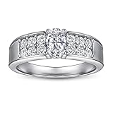 Gualiy Verlobungsring Damen, 925 Silber Ringe Vintage 925 Silber Klassisches 4 Zinken-Inlay Ring für Frauen, Silber, Größe 49 (15.6)