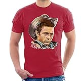 VINTRO James Dean Cowboy Hat Herren T-Shirt Original Portrait von Sidney Maurer Professionell bedruckt Gr. Small, Antik