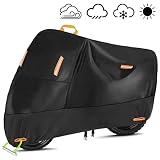 300D Motorrad Abdeckplane Outdoor Wasserdichten Motorradabdeckung Oxford Abdeckhaube Motorradplane Schutzhülle mit 4 Reflektionsstreifen & 2 Schlossloch für Kawasaki Yamaha Honda (XXL: 250*105*125 cm)