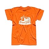 T-Shirt Traktor Oldtimer Trecker Landmaschinen Bauer 13 Farben Herren XS - 5XL Claas Fendt Deutz Landwirtschaft Landtechnik Unimog, Größe:L, Farbe:orange - Logo W