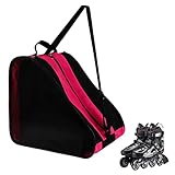 GLAITC Inliner Tasche, Rollschuh Tasche Skischuhtasche mit Verstellbar Trageriemen Schlittschuhtasche Tasche Rollschuhe Inline-Skates Unisex Ice Skate Tasche Bag für Kinder und Erwachsene Pink
