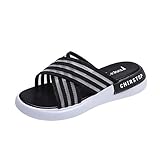 Frauen Sommer Ultraweiche rutschfest Elegant komfortabel Hausschuhe Mode Freizeit Sexy Streifen Flip Flops Sneaker Sandalen für weibliche leichte Strandschuhe Outdoor Hausschuhe wandere S