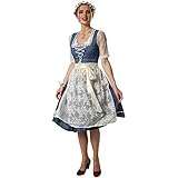 dressforfun 900585 Midi-Dirndl, Kurzes Dirndl in traditionell gehaltenem Stil, mit aufgenähter Blumenkette - Diverse Größen - (XXL| Nr. 302909)