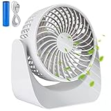 NEUFLY USB Mini Ventilator , Tischventilator mit wiederaufladbare Batterie 3 Geschwindigkeiten Lüfter Geräuscharm USB Fan Einfach zu Tragen - Weiß
