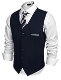 COOFANDY Herren Western Weste Herren Anzug Weste V-Ausschnitt Ärmellose Westen Slim Fit Anzug Business Hochzeit（Navy，S）