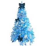 ZANZAN Künstlicher Weihnachtsbaum, blauer beflockter Weihnachtsbaum, 1,2 m, 1,5 m, 1,8 m, künstlicher Weihnachtsbaum, saisonal, für den Innen- und Außenbereich, 1,2 m, B