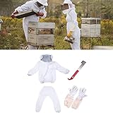 Imker Schutzanzug mit Handschuh und Bienenstock Werkzeug Bienenschutzanzug Imkeroverall Imkerei Kleidung für Professionelle Imker und Anfäng