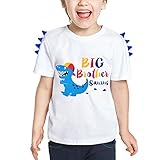 Große Bruder T-Shirt Dinosaurier Geschwister Bruder Kurzarm Zum Kleinkind Junge 100% Baumwolle Zum Big Brother Shirt befördert Weiß Drucken T Shirt Geschenk (Weiß, 3-4 Jahre)