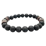 BESTOYARD Armband Lava Lava Stein Vulkanstein elastisch Yoga Perlen Achat Armband Naturstein Schmuck für Männer F