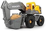 Dickie Toys Volvo Schaufelbagger, Bagger, Baustellenfahrzeug mit beweglicher Schaufel und Schaufelarm, Baustelle, Spielzeug Bagger, offene Kabine drehbar, Sandkasten, 26 cm, gelb/g