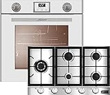 Kaiser Gasherd-Set EG 6374 W + KG 9357, Einbau-Backofen 60cm in Weiß/Gas Backofen/Einbau Gasherd 90cm, Edelstahl, WOK Turbo-B