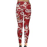 VESNIBA Damen Leggings Weihnachten Muster Hose Push Up Stretch Skinny Hosen Weihnachtsleggings 3D Christmas Druck Bunte Sport Strumpfhose Yoga Legging