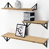 Wandregal im Industrie-Design, Schweberegal, 3er Set, Wandmontage, stabiles Regal zur Präsentation, für Wohnzimmer, Badezimmer, Küche, Büro, Schlafzimmer, F