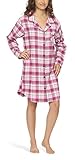 Moonline Flanell-Nachthemd Nachtkleid Nachtwäsche Sleepshirt für Damen, Farbe:pink, Größe:36-38