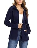 NC Damen Baumwolle Sweatjacke Hoodie Sweatshirt Kapuzenjacke Sweat Sport Kapuzenpulli Hoodie Outwear Jacke Marine XXL