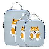 Reisezubehör Packwürfel Bunte Shiba Inu Niedliche Hündchen Packwürfel für die Reise Erweiterbare Kompressions-Reisetaschen für Handgepäck, Reise (3er-Set)