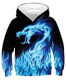 ALISISTER Hoodie Jungen Mädchen 3D Lustig Galaxis Drachen Muster Kapuze Sweatshirt Herbst Winter Outwear Kapuzenpullover Tops (XL=14-16 Jahre)