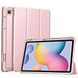 Fintie Hülle für Samsung Galaxy Tab S6 Lite - Soft TPU Rückseite Gehäuse Schutzhülle mit Stifthalter, Auto Schlaf/Wach Funktion für Samsung Tab S6 Lite 10.4 SM-P610/ P615 2020, Roség