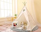 Elflandis Tipi Spielzelt aus Baumwolle für Kinder inklusive Matte und Einer Aufbewahrungstasche (Weiß. + Zubehör)