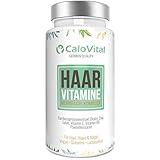 Haarvitamine vegan mit Biotin für kräftigendes Haarwachstum für Männer & Frauen | Haarkapseln mit Kieselsäure L-Cystin Zink Grüner Tee | Haar-Vitamine hochdosiert 90 Kapseln von CaloV