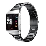 Aresh Armband Kompatibel mit Fitbit Ionic Armband, Metall Solide Edelstahl Ersatzarmband mit Link Removal Kit Kompatibel mit Fitbit Ionic Smartwatch(Schwarz)