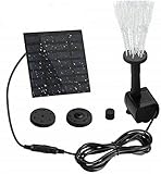 Solar Springbrunnen, 1,2 W monokristallinem Solarpanelbrunnen, Springbrunnen Pumpe mit 4 Verschiedenen Düsen, Solarpumpe für Gartenteich, Fisch-Behälter, mit 180 L/
