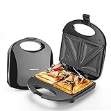 DASIAUTOEM Sandwichmaker, 750W Sandwichtoaster Antihaftbeschichtung Sandwich Grill, Waffeleisen Sandwich Maker, Panini Grill, Wärmeisolierter Handgriff, Schnelles Aufheizen und 2 LED Anzeig