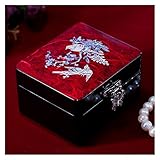 HMEI schmuckkästchen Kleine Schmuckschatulle Handgemalte Ethnische Blumenmuster Holzschmuck Fall Retro Prinzessin Schmuck Aufbewahrungsbox (rot,Blau) schmuckkasten (Color : Jewelry Box C)