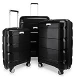 HAUPTSTADTKOFFER - Britz - 3er Koffer-Set Trolley-Set Rollkoffer Reisekoffer Erweiterbar, TSA, 4 Rollen, (S, M & L), Schw