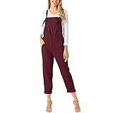 TWIOIOVE Damen Jumpsuit Lang Sommer Overall Lose Latzhose Lange Taschen Strampler Hosen Einteiler Elegant Hosenanzug Playsuit Jogginganzug Romp