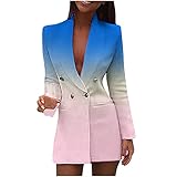 yiouyisheng Damen Blazer Kleid Elegant Herbst Winter Berufskleid Nähte Cardigan Batikdruck V-Ausschnitt Strickjacke Langarm Anzug Blazer Kleid Frauen Pailletten Patchwork Club Mantel Jack