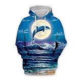 Pullover Herren Frühling Herbst Jugend Longsleeve Mit Kapuze Herren Jacke Lose Urban Mode Delphin Druck Casual Atmungsaktiv Urban Party Paaren Sweatshirt YWS-05 XL