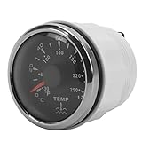 Yachts Wassertemperaturmesser, 1600‑22Ω 7 Farben Hintergrundbeleuchtung Wassertemperaturanzeige 52mm 9-32V für Boote für Autos(Schwarz)