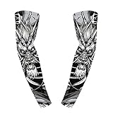 LIZHOUMIL 1 Paar UV-Schutz, Armmanschetten, Fake Tattoo-Ärmel, Milchseide, Eisseide, bedruckt, Unisex, für Outdoor-Reiten, Angeln, Herren/Frauen/Erwachsene, schwarzer D