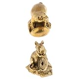 MagiDeal 2 Stück Lucky Wealth Brass Chinese Zodiac Tier Skulptur Feng Shui Schwein R