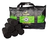 BlackSellig 10 Kg Stangen Kokos Grill Briketts XXL Reine Kokosnussschalen Grillkohle - perfek