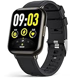 AGPTEK Smartwatch, 1,69 Zoll Armbanduhr mit personalisiertem Bildschirm, Musiksteuerung, Herzfrequenz, Schrittzähler, Kalorien, usw. IP68 Wasserdicht Fitness Tracker, für iOS und Android, Schw