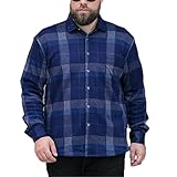 Sijux Herren Langarmhemden, Winter Plus Size Business Formales Hemd, Dicke Warme Hochzeitshemden Blazer Baumwolle Für 50Kg Bis 140Kg,Blau,S