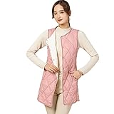 SHOUTIBAOBAO Damen Weste - Damen Ärmellose Lange Weste，Winter Langer Warmer Und Modischer Plüsch-Westenmantel, Lässige Baumwolle Gepolsterte Lose Weste Jacke Für Damen Winddichter Mantel,Rosa,X,Larg