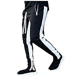 LFYYDS Herren Hose Streifen Patchwork Sporthose Slim Fit Stretch Jogginghose Laufhose mit ReißverschlusstaschenTrendy Elastic Waist Sweatpants Lässige Kordelzug Fitnesshose Trekking