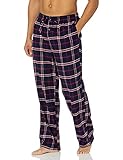 Amazon Essentials Herren Schlafanzughose aus Flanell, blau (Navy/Red Plaid),