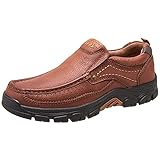 CAMEL CROWN Slipper Herren Mokassins Leder Weich Slip On Loafer mit Gummisohle Schuhe für Herren,Hellbraun,44 EU