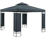 Casaria Pavillon Lorca 3x3m Anthrazit Stabil Wasserabweisend Robust Metall Luxus Gartenpavillon Festzelt Partyzelt G