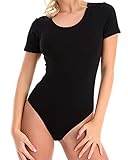 Magi Damenbody mit Kurze Ärmel und Rundhals | Overall Bodysuit in Verschiedene Farben & Größen| Unterzieh-Body optimale Passform | sportlicher Tanz-Body für Frauen (Schwarz, M)