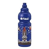 Fizzii Kinder- und Freizeittrinkflasche 600 ml (auslaufsicher bei Kohlensäure, schadstofffrei, spülmaschinenfest, Motiv: Weltraum)