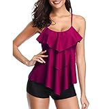 YTZL Tankini Mit Shorts - Bikini Slip Damen Set: Bikinioberteile FüR Damen Push Up Bademode Sportlich Tankini RüCkenfrei Bauchweg Bikini-Sets Schwimmanzug-Oberteile Sexy String-Monokini-Swimw