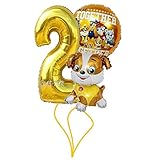 Rubble Geburtstags Set Folienballon Luftballon Paw Patrol Team Hunde 2 Zahl Hund Kindergeburtstag Deko Dekoration Mottoparty Party Ballon (Zahl 2)