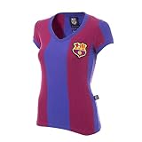 Copa Damen FC Barcelona 1976-77 Womens Football Retro Fußball V-Ausschnitt T-Shirt, blau/rot, S