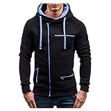 ZzCityTK Herrenpullover Hoodie Kapuzenpullover Einfarbiges Sweatshirt Pullover Mantel Langarmshirt Outdoorjacke Reißverschluss Rundhals Top Mode Oberteil Lockeres Hemd Lässige Bluse Jogging Sporttop